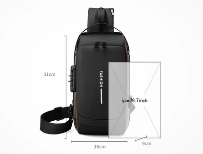 Man Bag One Shoulder Multi-Function Messenger Bag with Password Lock - Waterproof Sports Bike Bag with USB Charging Port & Anti-Theft Chest BaG - shoulder Bags